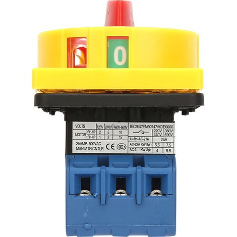 Interrupteur de disjoncteur de charge 25A/32A, tripolaire, à came rotative 2 positions, marche/arrêt (25A)