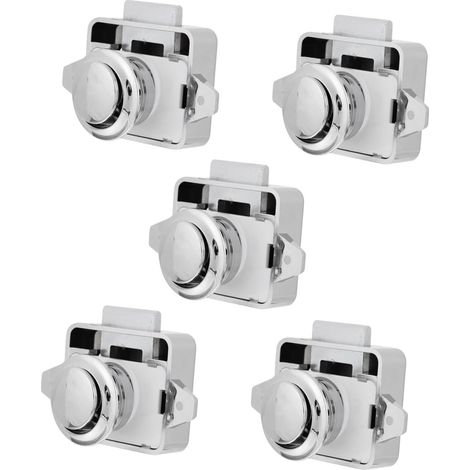 Lot de 5 verrous à bouton, poussoir pour portes, meubles, camping (1/5)