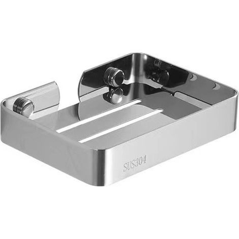 Selbstklebende/ohne Bohren Seifenschale, Edelstahl-Seifenkorb roset nie, Badezimmer-Duschkorb, Küchenschwammhalter (curzes Silber) (1/4)