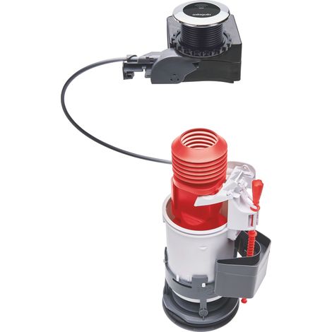 Mécanisme chasse d'eau wc sans contact avec bouton poussoir à câble Tronic, Wirquin 10723882, gris (1/4)