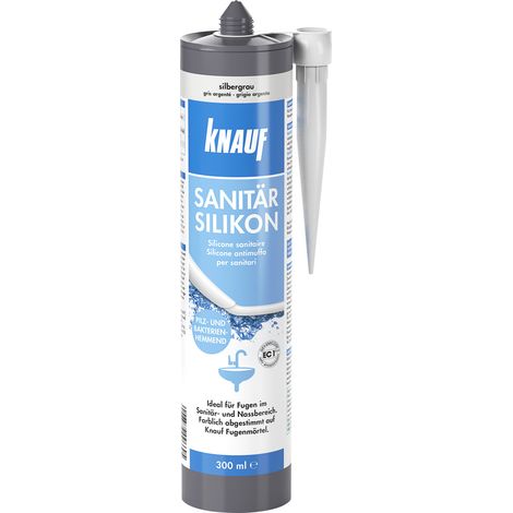 Knauf Sanitär-Silikon silbergrau 300 ml Silikon Sanitär Bad Dusche Dichtstoff