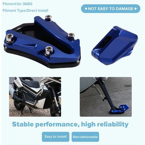 1 set. Color: Blue. Material: Metal. Motorcycle side stand, pedals, extra-large motorcycle floor mat, small stand.