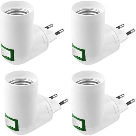 4 Pièces Douille E27 avec Interrupteur Douille de Chantier AC 220V Douille Electrique pour Adaptateur E27 Lampe de Cuisine Murale Support Ampoule LED (Blanc) (1/5)