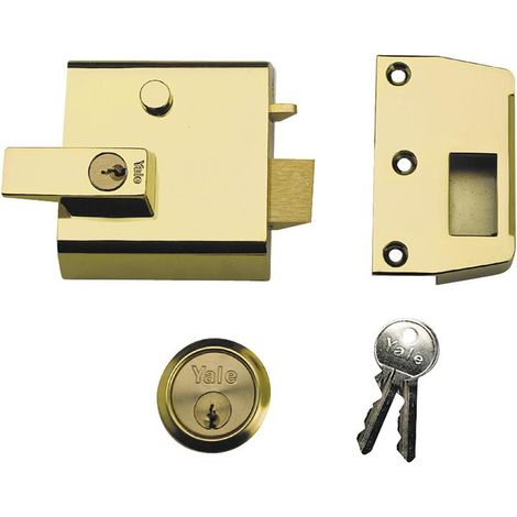 Yale Locks 630001215542 P1 Double Security Nightlatch 60mm Backset Brasslux Finish Visi YALP1B