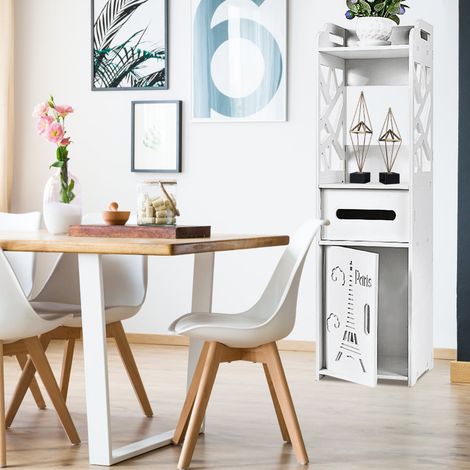 Sifree – Colonne de salle de bain blanche 80x20x20cm – Armoire de rangement 4 niveaux – Imperméable et stable – Design élégant pour espaces restreints (1/5)
