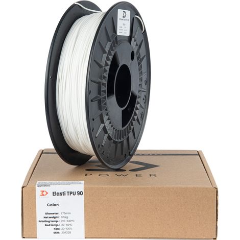 Filamento 3DPower Elasti TPU 90 1,75 mm bianco 0,5 kg (1/2)
