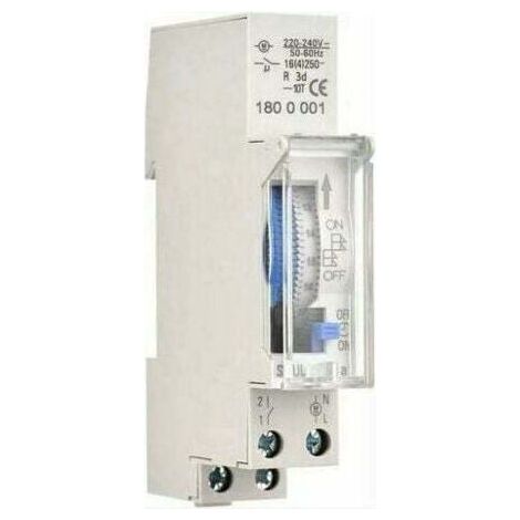 Minuterie mécanique de 24 heures Minuterie minimale de 15 minutes Montage sur rail Batterie intégrée, SUL180a AC220-240V Gris - SUL180a AC220-240V Gris (1/5)