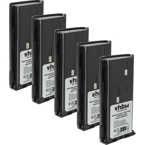 vhbw 5x Battery compatible with Kenwood TK-388G M, TK-61, TK-388G, TK-388 Radio, Walkie-Talkie (2000 mAh, 7.2 V, NiMH)
