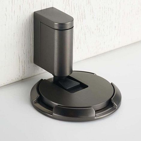 Türstopper aus Metall, verstellbarer Bodenstopper für 10–25 mm Türfugen, mit doppelseitigem 3M-Kleber oder versteckten Schrauben, sicher, leise – 1 Stück, gebürstetes Schwarz