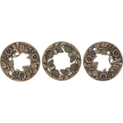 Couvercle de Bougie en Alliage de Zinc Orné en Relief, Lot de 3 pour Bougies en Pot, Prévention des Éclaboussures de Cire, Installation Facile pour Occasions Spéciales (1/5)