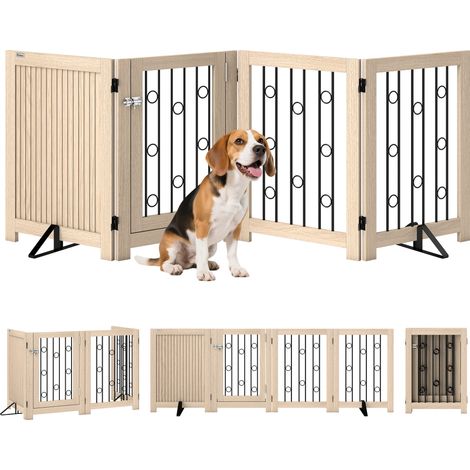 Cancello per animali domestici autoportante, cancelletto per cani con porta, 4 pannelli, per corridoio, scale, telaio porta, MDF, acciaio