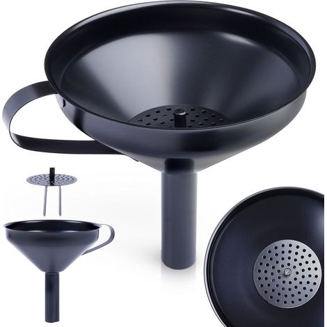 EMBUDO DE COCINA DE ACERO PARA FRASCOS Y BOTELLAS + COLADOR (1/5)