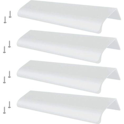 4 poignées dissimulées Poignées d'armoires de cuisine contemporaines de 150 mm (argent mat) (1/5)