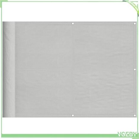 Paravent de balcon - FAFEICY - 75x400 cm - Gris clair - 100% polyester Oxford (rev. PU) - Œillets alu (1/5)