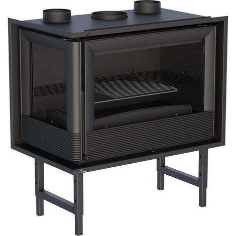 Insert à bois 2 vitres ventilé canalisable - BRONPI Paris 70 EI 11 kW Sans kit air - Porte fonte - sans vitre sérigraphiée