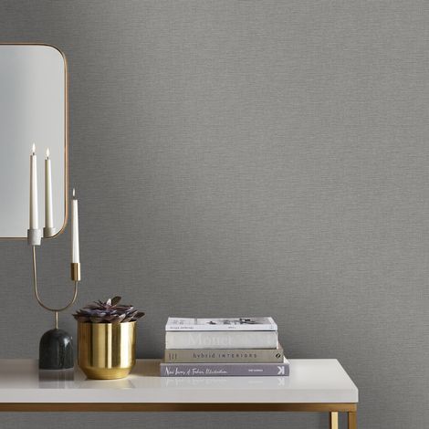 Papier peint intissé Yarn Double largeur 1005 x 104cm Gris cendré (1/4)