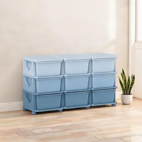 Rangement 9 tiroirs pour enfants en plastique bleu en kunststoff (1/5)