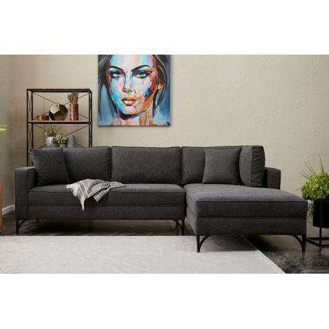 Ecksofa rechts Berlin Anthrazit Schwarz (1/5)