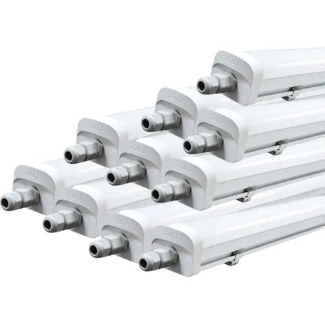 Pack de 10 - Réglette LED étanche 60cm 15W IP66 120lm/w - Blanc