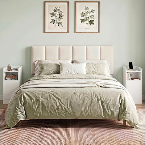 Juego de 2 mesitas de noche blancas 30x25x60 cm con carga y almacenaje - CHICFURN (1/5)