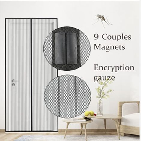 Moustiquaire magnétique 140 x 240 cm avec fermeture automatique pour porte de balcon, porte de cave ou porte de terrasse. Aimants puissants et installation adhésive. (1/5)