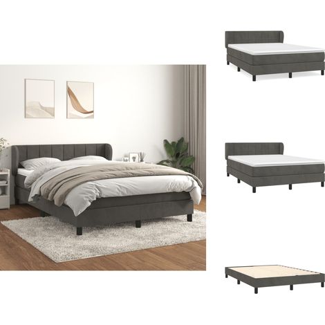 Boxspringbett mit Matratze Dunkelgrau 140x190 cm Samt - Samtbett - Boxspringbett - Doppelbett - Bettauflage - Matratze (1/5)