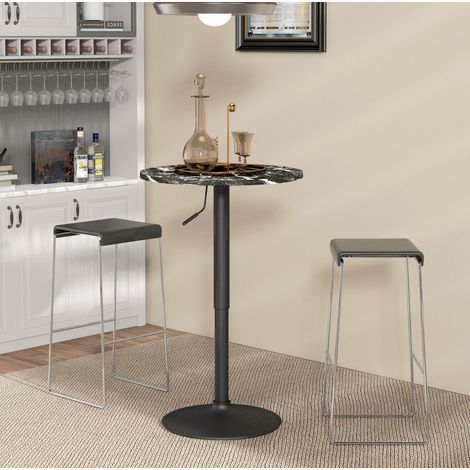 Table de bar ronde en bois noir Ø60 cm réglable en hauteur 68-93,5 cm (1/5)