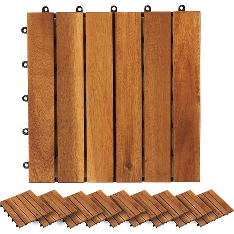 vidaXL Tile de Decking 30 uds. Marrón 30 x 30 cm Madera de Acacia (1/2)