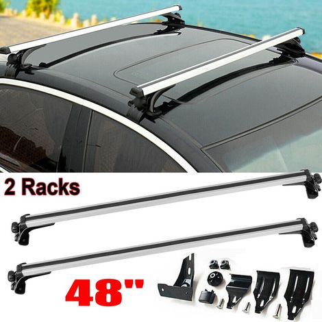 48 pulgadas, 2 piezas, barras transversales universales para techo, galería de techo de 75 kg/165 libras, rieles de aluminio ajustables para equipaje. (1/5)