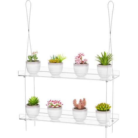 Étagères transparentes à suspendre pour plantes, fenêtres d'intérieur, support mural pour pots de fleurs, rangement pour fenêtre de culture d'herbes, microverdures, plantes grasses, fleurs (2 (1/5)