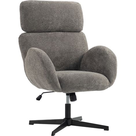 Silla de oficina gris con respaldo alto, reposacabezas ajustable y base de acero (1/4)