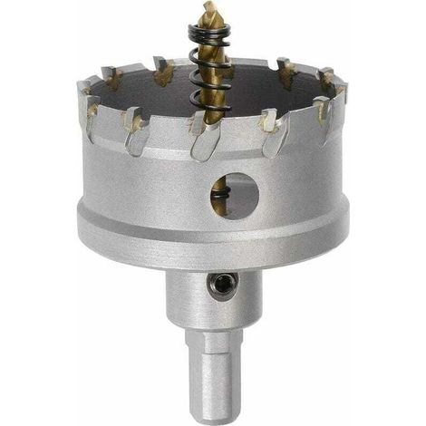 60mm carbide core drill bit, hole saws for stainless steel sheet metal, no limit triangular anti-slip shank, with titanium-coated center drill (1/3)