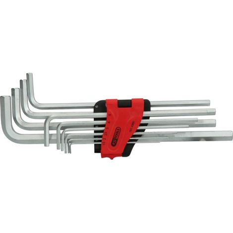 KS Tools Innensechskant-Winkelstiftschlüssel-Satz, extra lang, 10-tlg - 151.4980