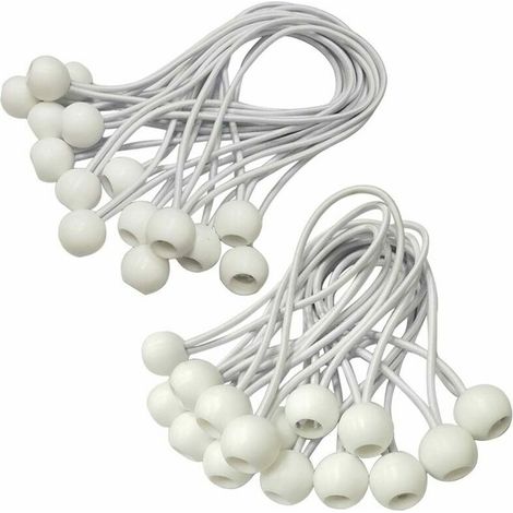royaluxe -Tendeur Elastique,Sandow Elastique,30 Pièces Tendeur Bache pour Bannière, Bâche, Pavillon,Tente,Rideaux Harnais D’extension,Support de Bâche (Blanc-150mm), (1/5)