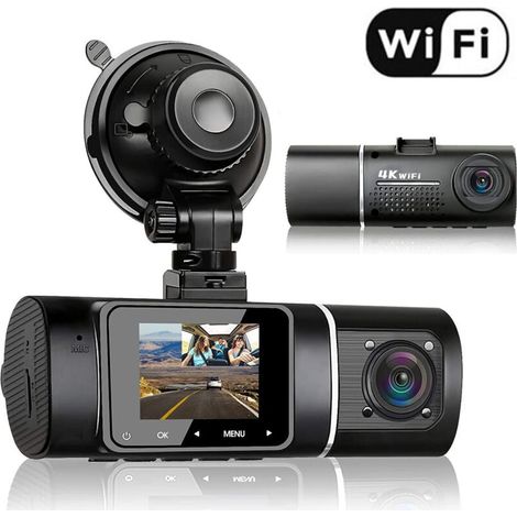 Caméra de Voiture 310° Grand Angle Full HD Double 1080P Dash Cam, Capteur G, Enregistrement en Boucle, HDR, Détection de Mouvement