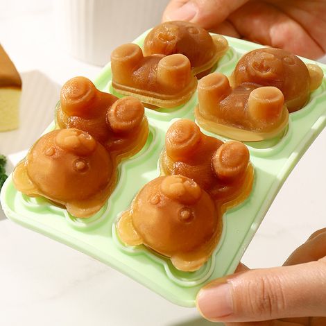 Deux moules à glaçons en forme d'ours, à quatre compartiments, en silicone alimentaire. Parfaits pour réaliser des desserts et des boissons glacées maison. Mignons, faciles à utiliser et se démoulent (1/4)