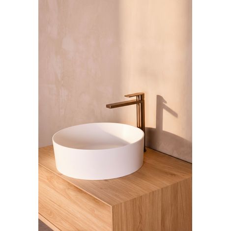 Mitigeur de lavabo en inox HORACE modèle haut cartouche céramique Ø25 BASS cuivre brossé