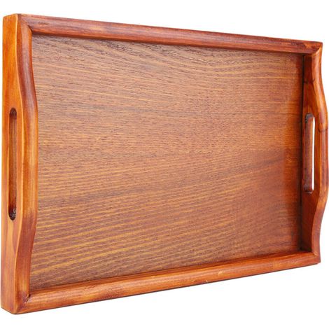 Large Wood Serving tea Water Drinks Tray Wooden Breakfast Tea Serving Tray With Handle (1/5)