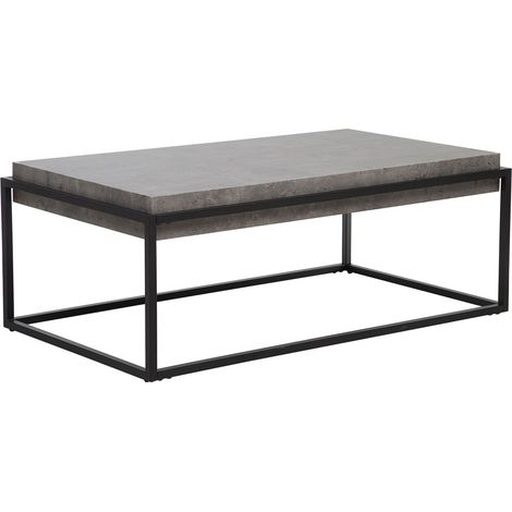 Mesa de centro rectangular con tablero efecto hormigón gris estructura de metal negro 115 x 64 cm estilo industrial Altos
