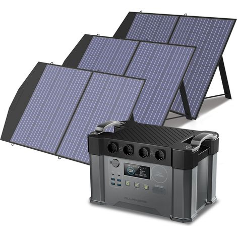 ALLPOWERS S2000 PRO Station électrique portable avec 3 panneaux solaire pliables de 100W, 4 Sorties CA 2400W(4000W Pic), 1451Wh générateur solaire pour balcon, extérieur, RV, camping, jardin, courant (1/5)