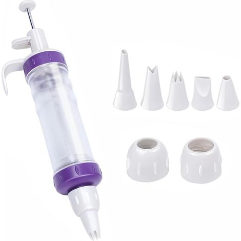 Pistolets à Crème, Pistolets à Biscuits avec 7 Douilles, Seringue de Décoration de Desserts, Buse de Passepoil, Outils de Décoration de Gâteaux à Faire Soi-même (1/5)