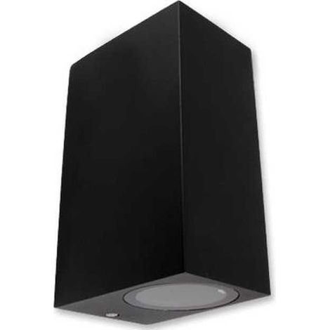 Lampesecoenergie – Applique extérieure carrée Lida – Aluminium et verre trempé – IP44 – 2x GU10 orientés haut-bas – 150x92x68mm – Noir (1/5)