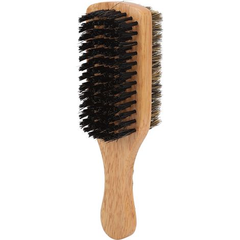 Brosse à barbe double face pour homme, en imitation poils, manche en bois d'hévéa (1/5)