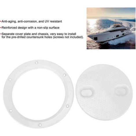 Couvercle de trappe d'inspection rond blanc antidérapant, anti-âge, anti-corrosion, résistant aux UV, 6 pouces (1/4)