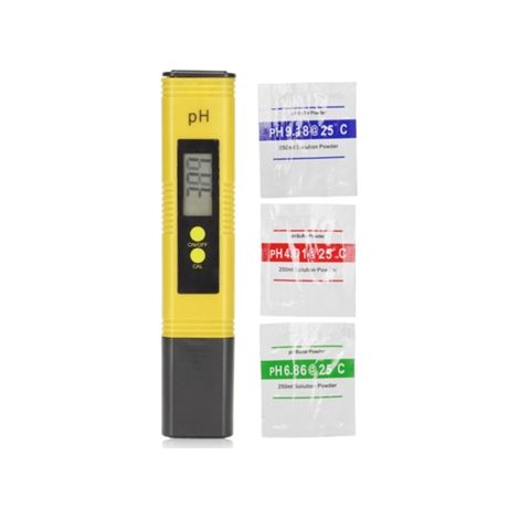 pH-mètre numérique, fonction ATC, pour aquariums, piscines, spas, finition jaune, destiné au contrôle régulier de l'acidité.-AquaForge