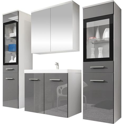 Conjunto de mueble de baño Scientia III, Gris brillante + Blanco (1/5)