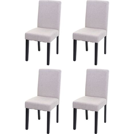 4x chaise de salle à manger chaise de cuisine Littau - textile, beige crème, pieds foncés (1/5)