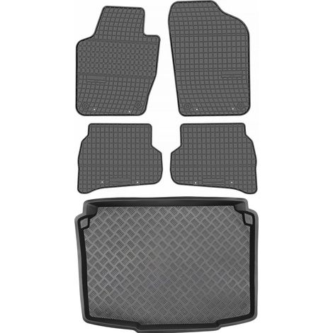 Ensemble de tapis de sol en caoutchouc pour Seat Ibiza IV Hatchback (2008-2017) + tapis de coffre (1/5)