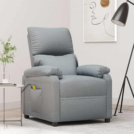 Fauteuil de massage-Chaise de relaxation-Fauteuil Relax Gris clair Tissu 722842 (1/5)