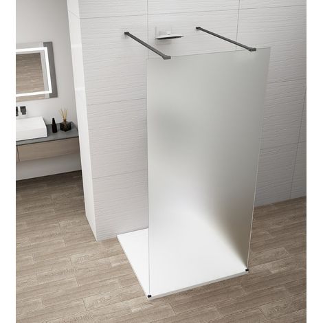 ESCA BLACK MATT Panneau de verre de douche monobloc, autoportant, verre mat, 1100 mm (1/4)
